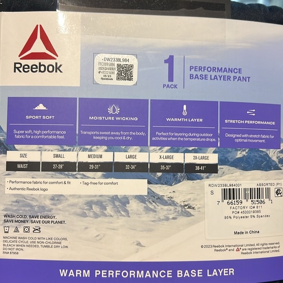 Reebok Women's Base Layer Pant, 1 Pack, Size S-2XL - Picture 5 of 8
